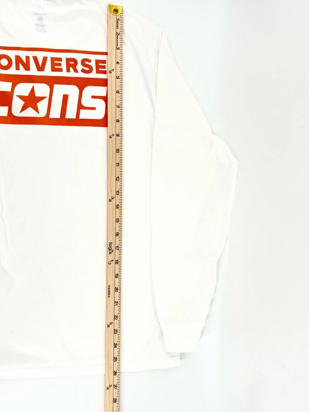 Converse CONS White Long Sleeve Logo Tee Men M Streetwear Skate Minimalist
